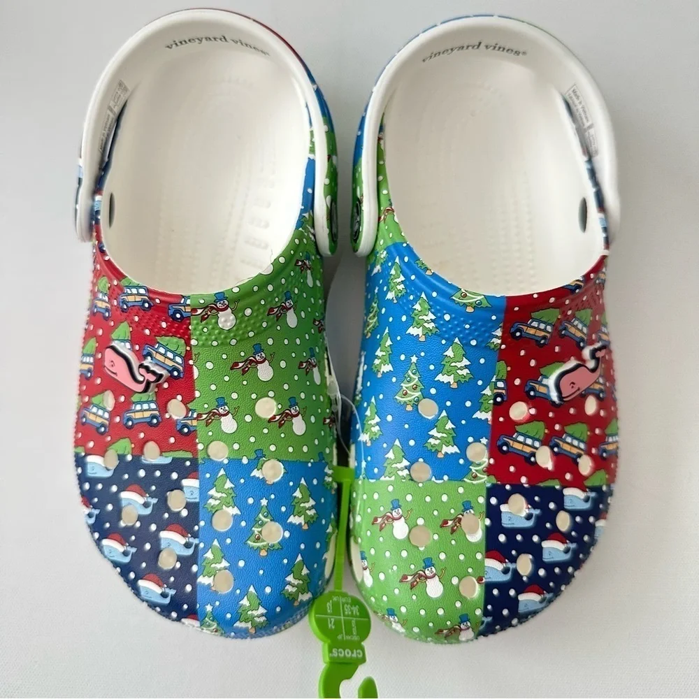 CROCS x Vineyard Vines HOLIDAY PATCHWORK CLOGS Size 3 Kids